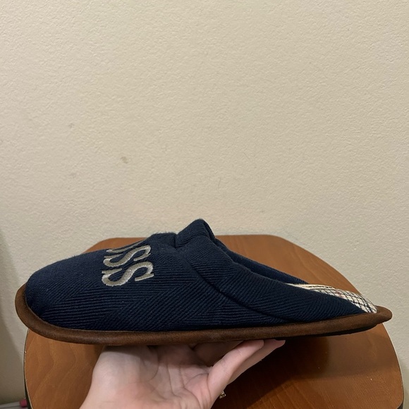 NWT Dearfoams Dluxe Slippers Dad Boss Memory Foam Slippers Men's Size 11-12 Navy - Picture 7 of 7